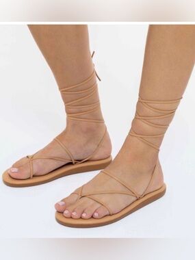 Ancient Greek Sandals String flip flop natural tie size 38